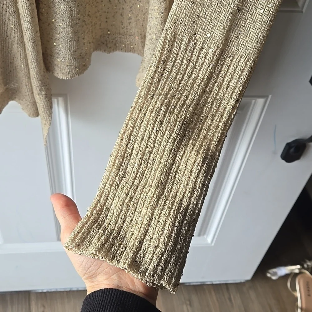 Saks Fifth Avenue Gold Sequin Cardigan